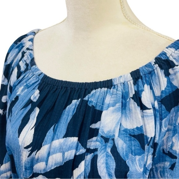 TOMMY BAHAMA DAYBREAK HIBISCUS MEDIUM OFF SHOULDER DRESS 100% COTTON NAVY $178 - Picture 5 of 14